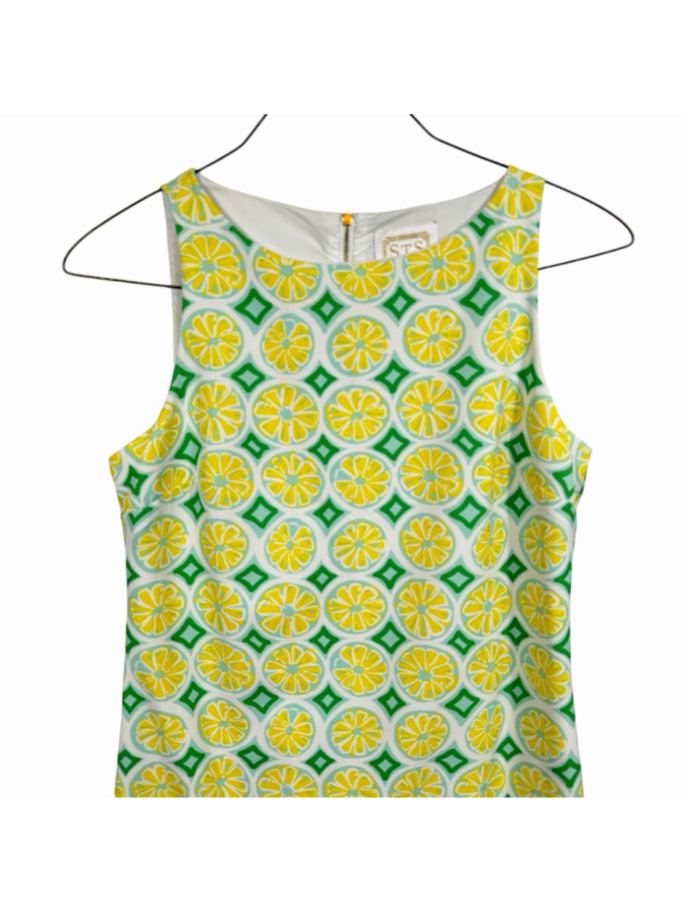 STS Sail to Sable Lemon Shift Dress Green Yellow Citrus Print Womens Size Medium - Picture 4 of 9